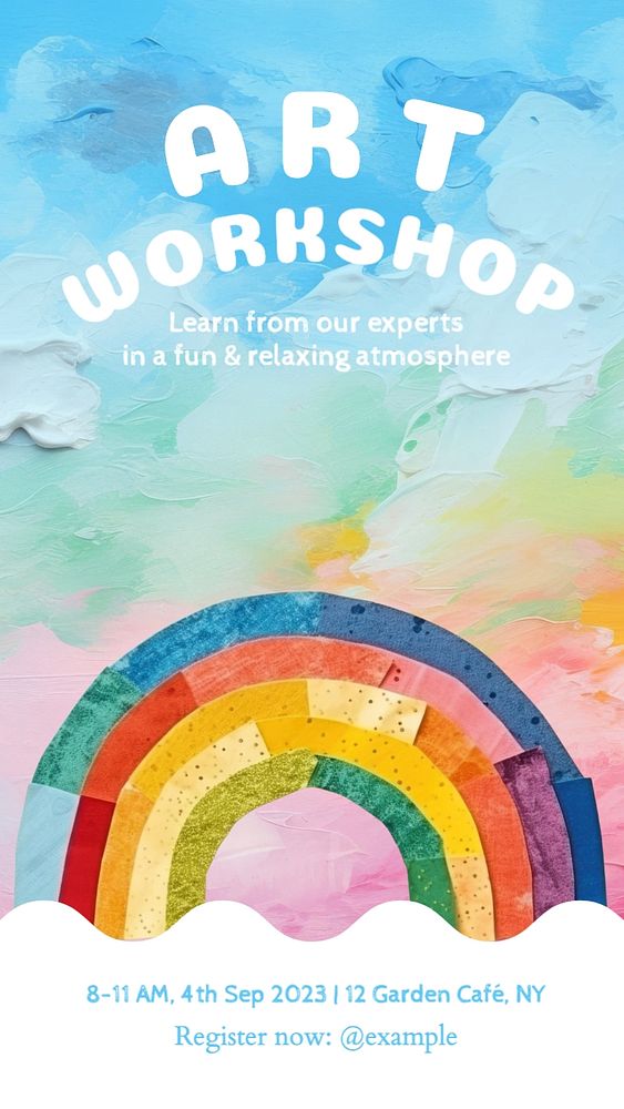 Art workshop Instagram story template, editable text