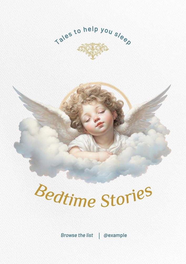 Bedtime stories poster template, editable text and design