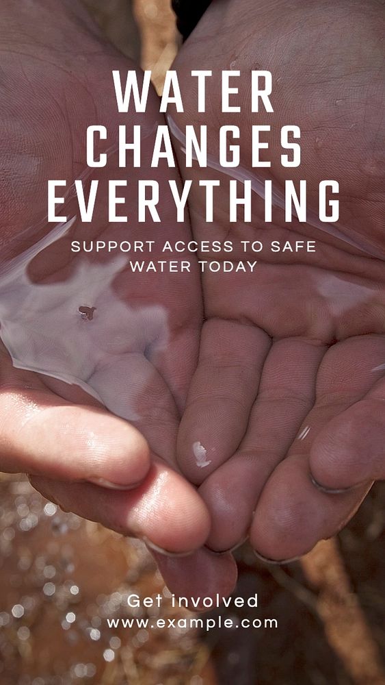 Safe water Instagram story template, editable text