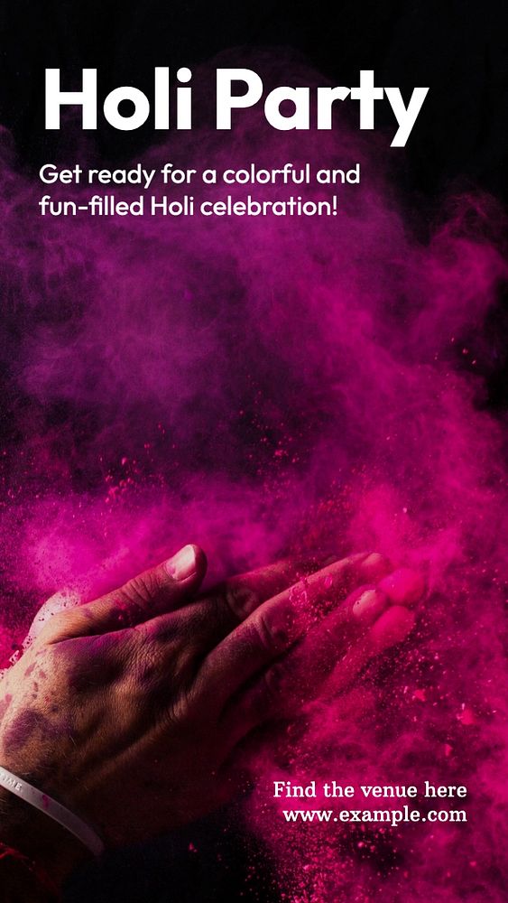 Holi party Instagram story template, editable text