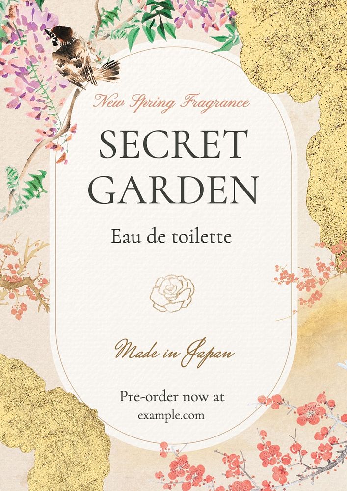 Spring fragrance poster template, editable design