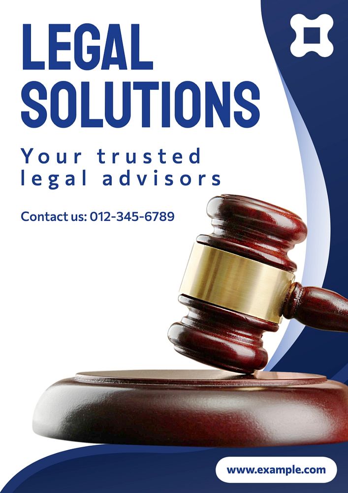 Legal solution poster template, editable text and design