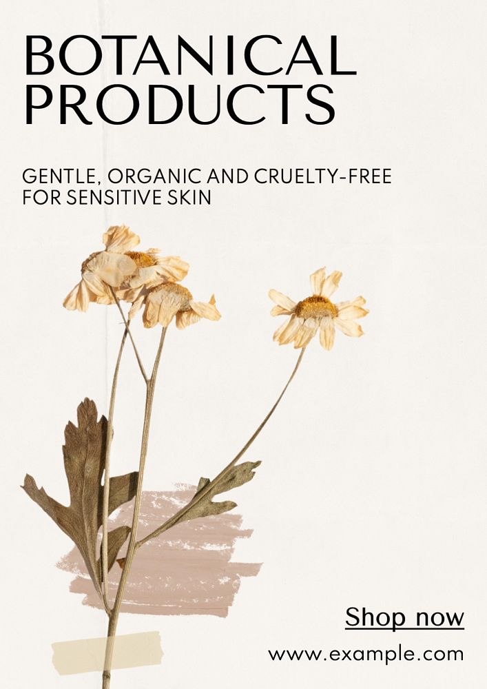 Botanical products poster template, editable text and design