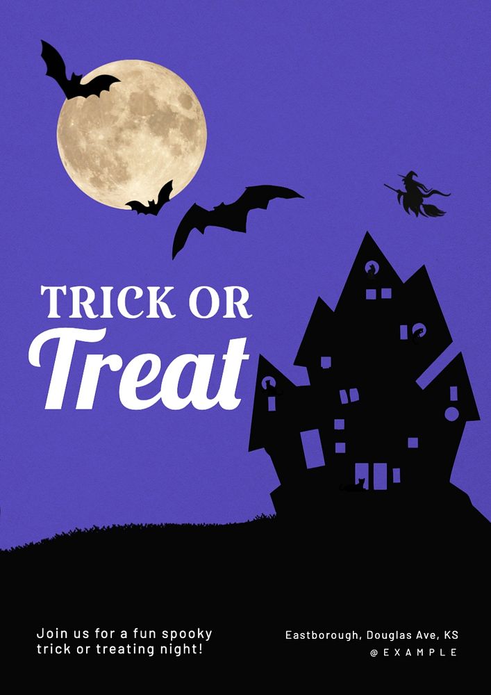 Trick or treat poster template, editable text and design