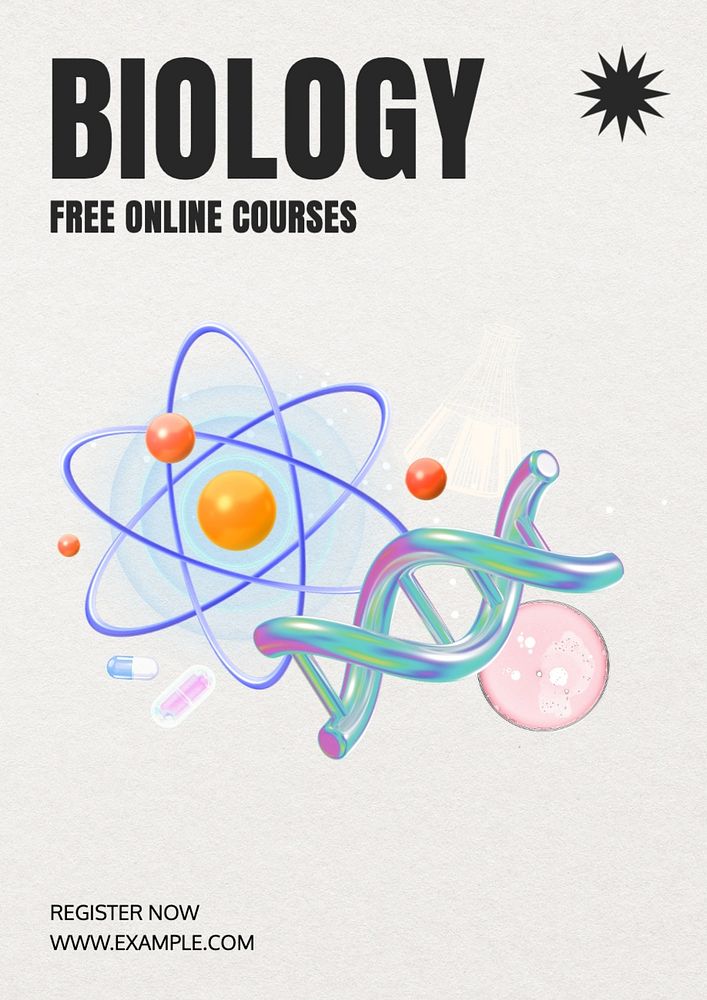 Biology course poster template, editable text and design