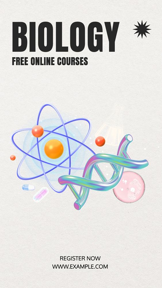 Biology course Instagram story template, editable text