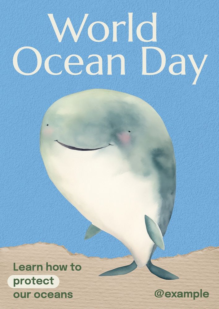 World ocean day poster template, editable text and design