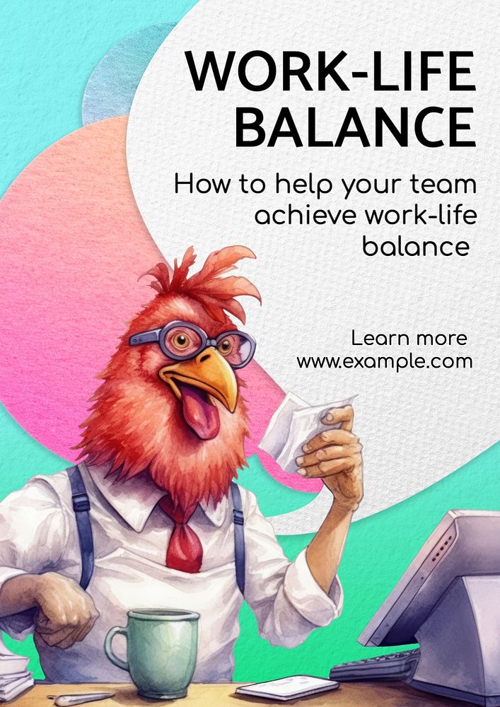 Work-life balance poster template, editable text and design