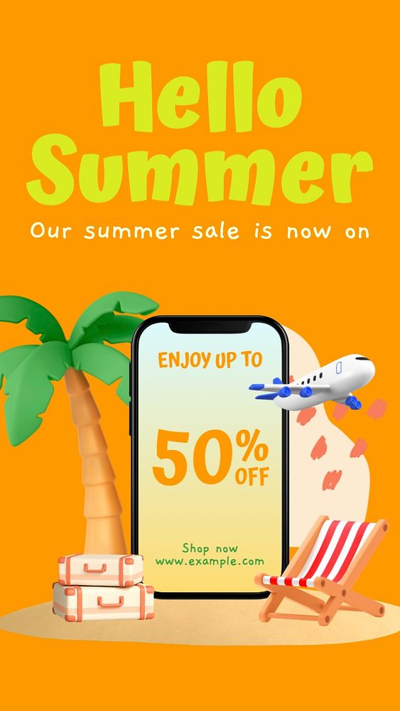 Summer sale Instagram story template, editable text