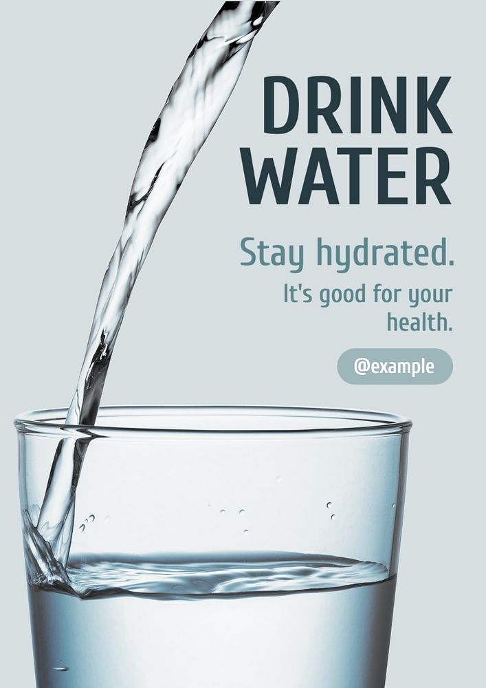 Drink water poster template, editable text and design