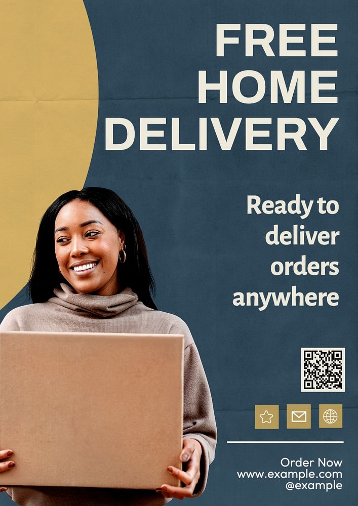 Free delivery poster template, editable text and design