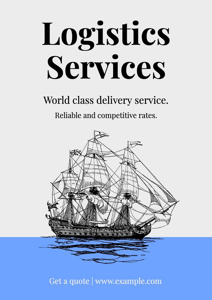 Logistic services poster template, editable text and design