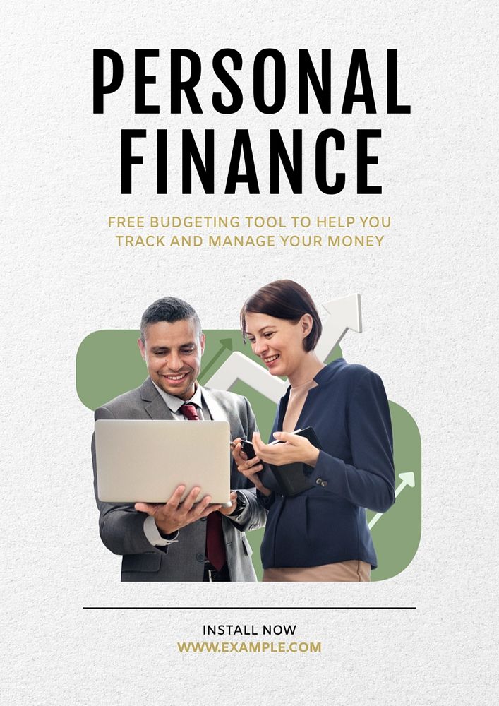 Personal finance poster template, editable text and design