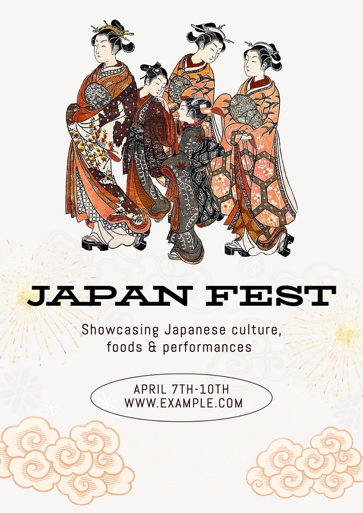 Japan festival poster template, editable text and design