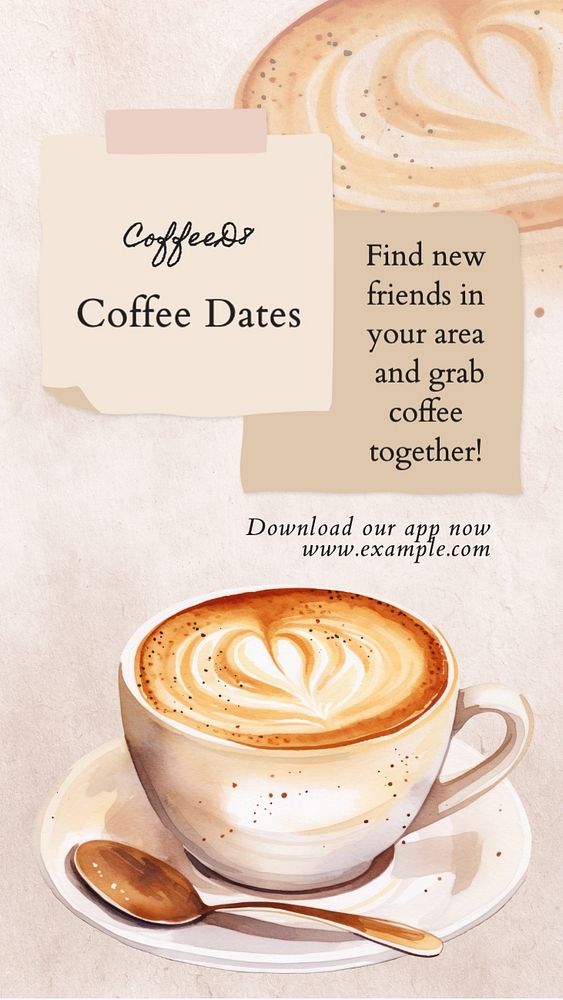 Coffee dates Instagram story template, editable text