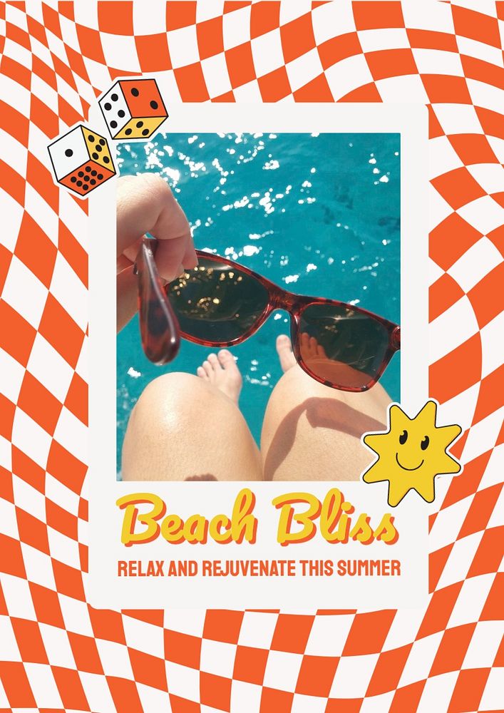 Beach holiday poster template, editable text and design