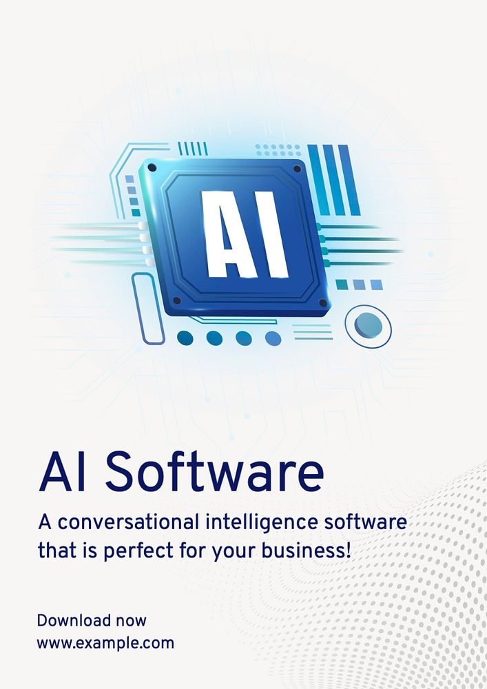 AI software poster template, editable text and design