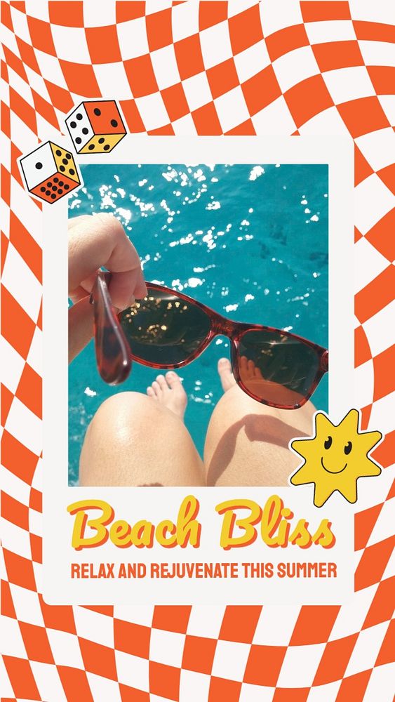 Beach holiday Instagram story template, editable text