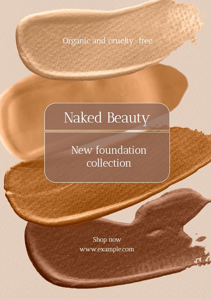 Naked beauty cosmetics poster template, editable text and design