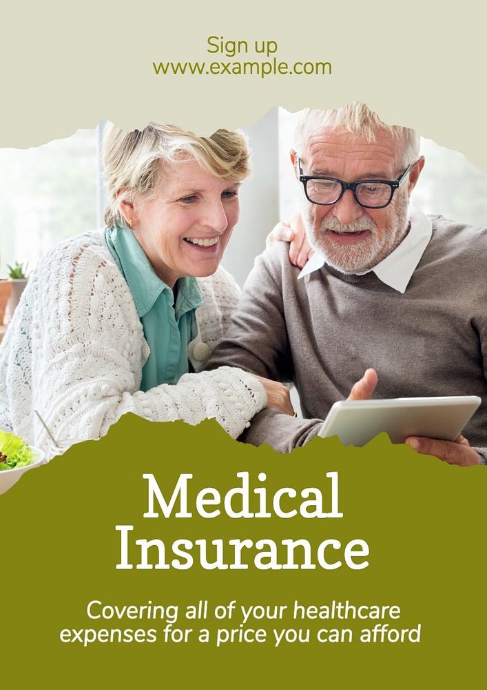 Medical insurance poster template, editable text and design