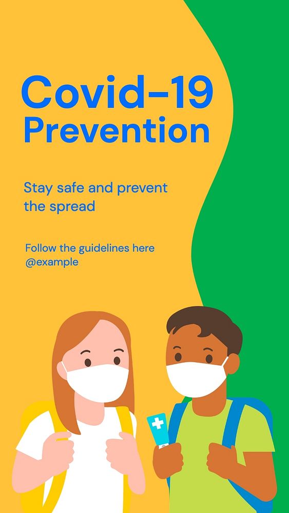 Covid-19 prevention Instagram story template, editable text