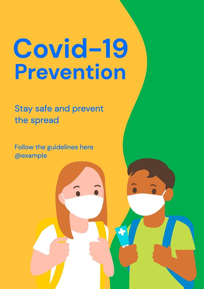 Covid-19 prevention poster template, editable text and design