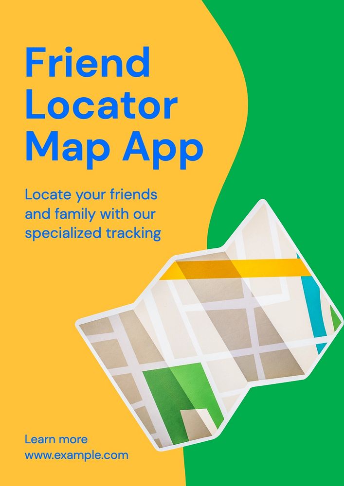 Map app poster template, editable text and design