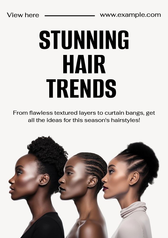 Stunning hair trends poster template, editable text and design