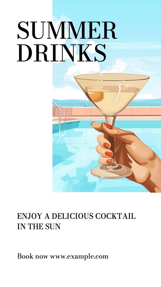 Summer drinks Instagram story template, editable text