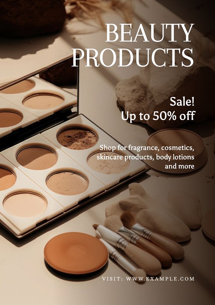 Beauty product sale poster template, editable text and design