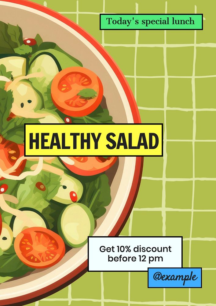 Healthy salad  poster template, editable text and design