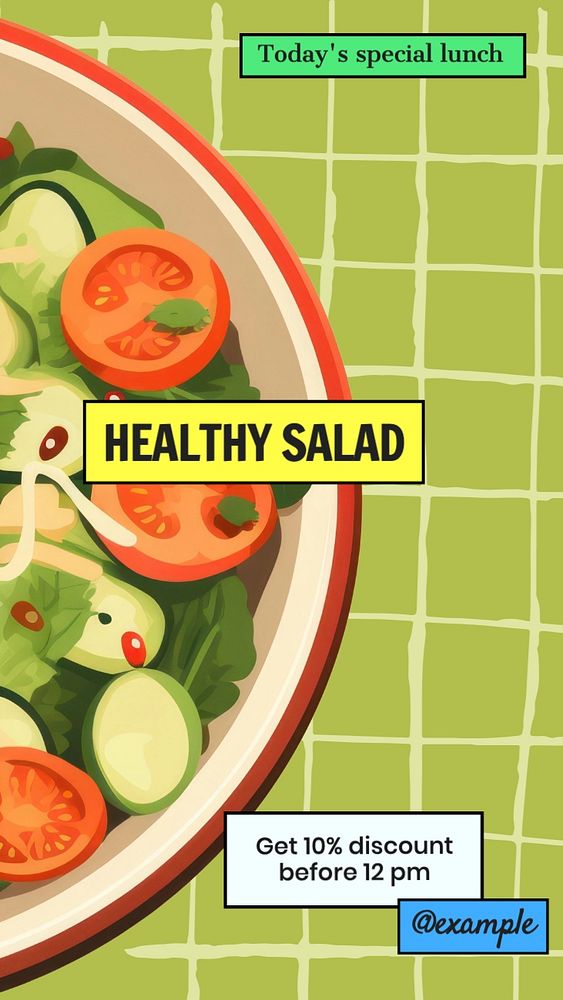 Healthy salad  Instagram story template, editable text