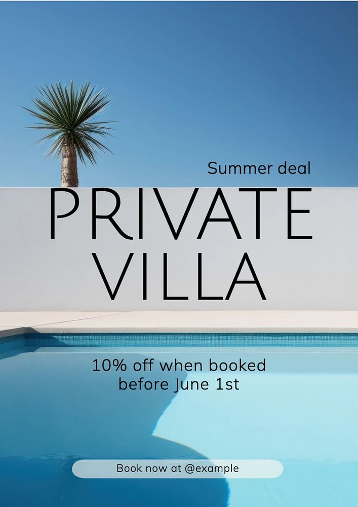 Private villa poster template, editable text and design