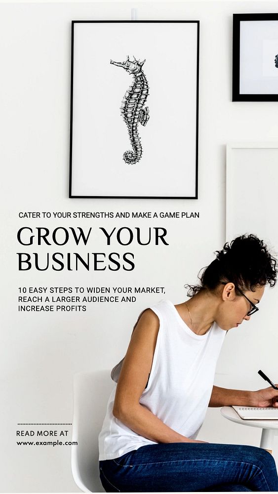 Grow your business Instagram story template, editable text