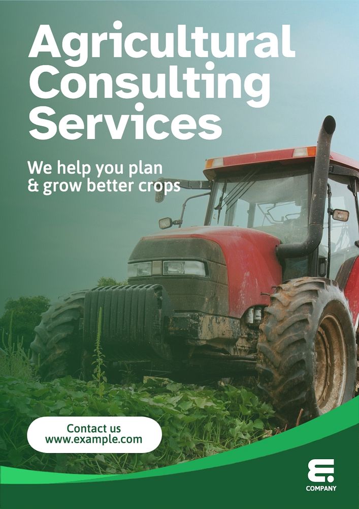 Agricultural consulting services poster template, editable text and design