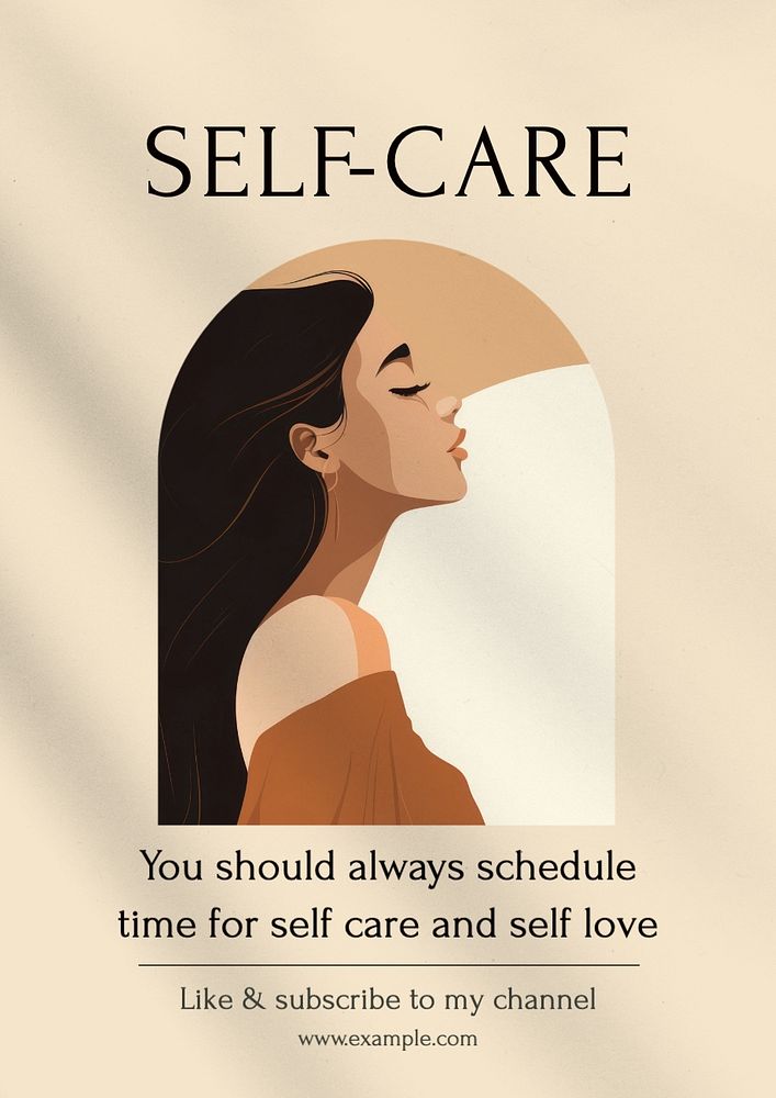 Self-care poster template, editable text and design