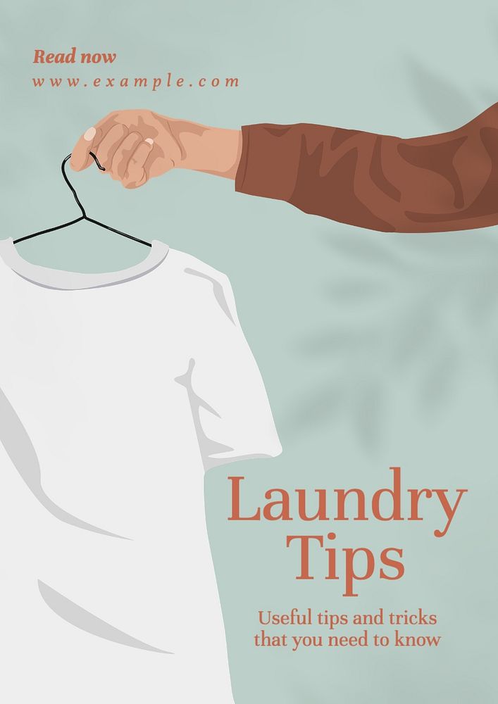 Laundry tips poster template, editable text and design