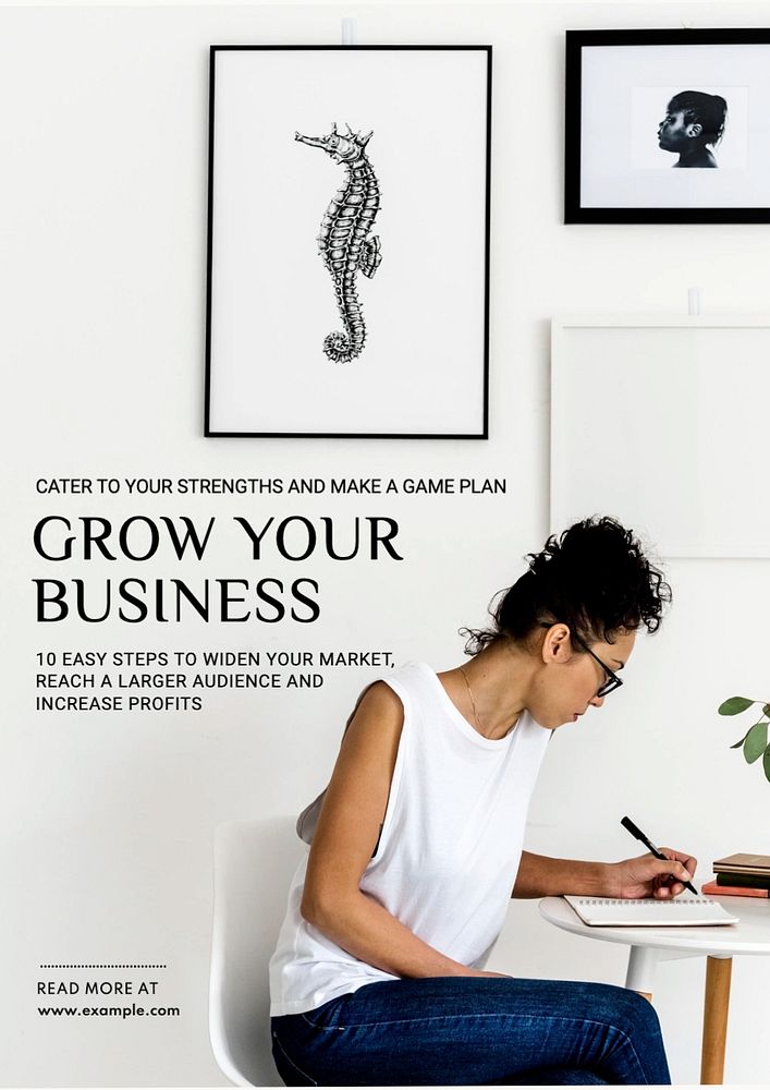 Grow your business poster template, editable text and design