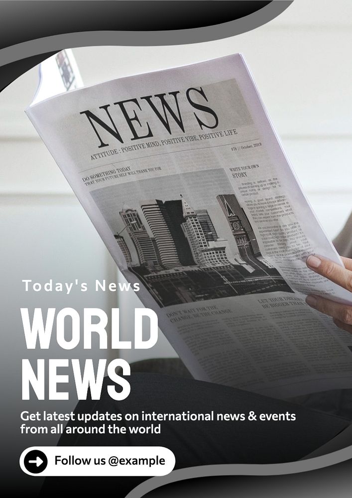 World news  poster template, editable text and design