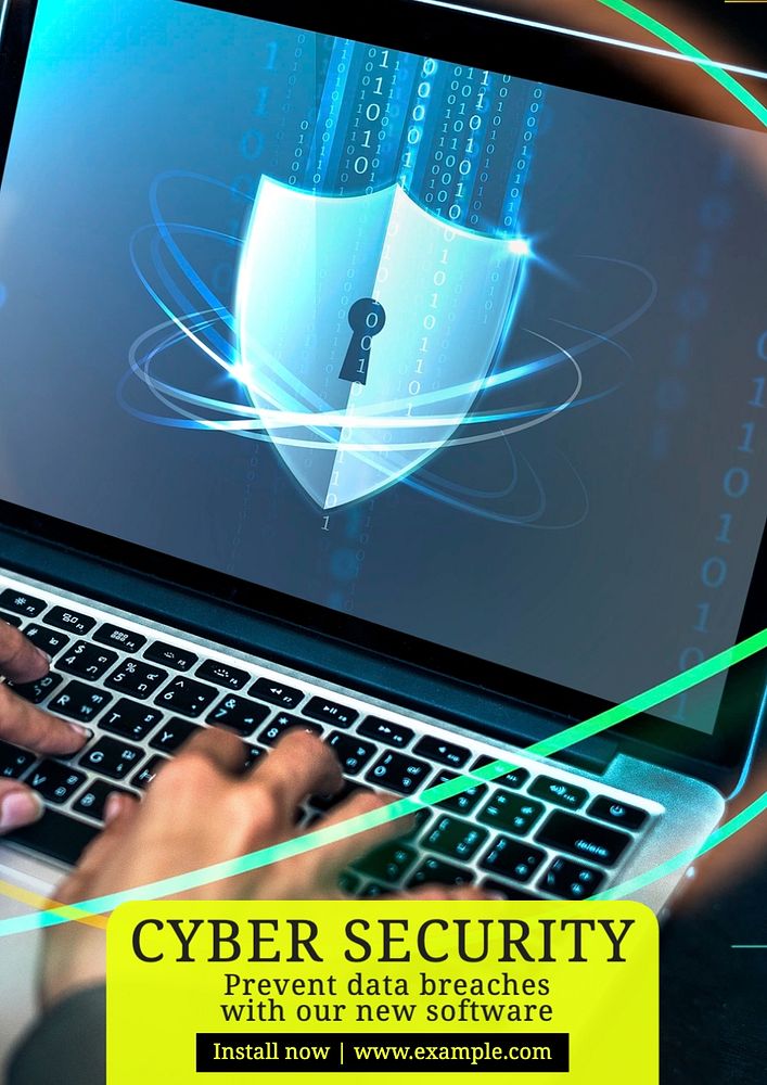 Cyber security poster template, editable text and design