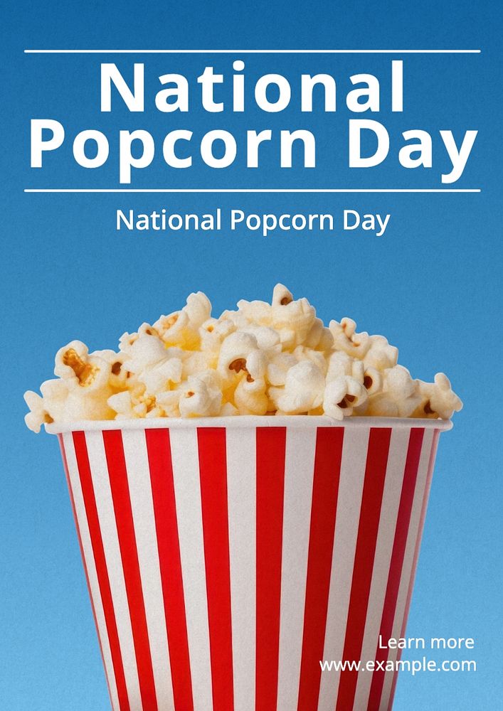 National popcorn day  poster template, editable text and design