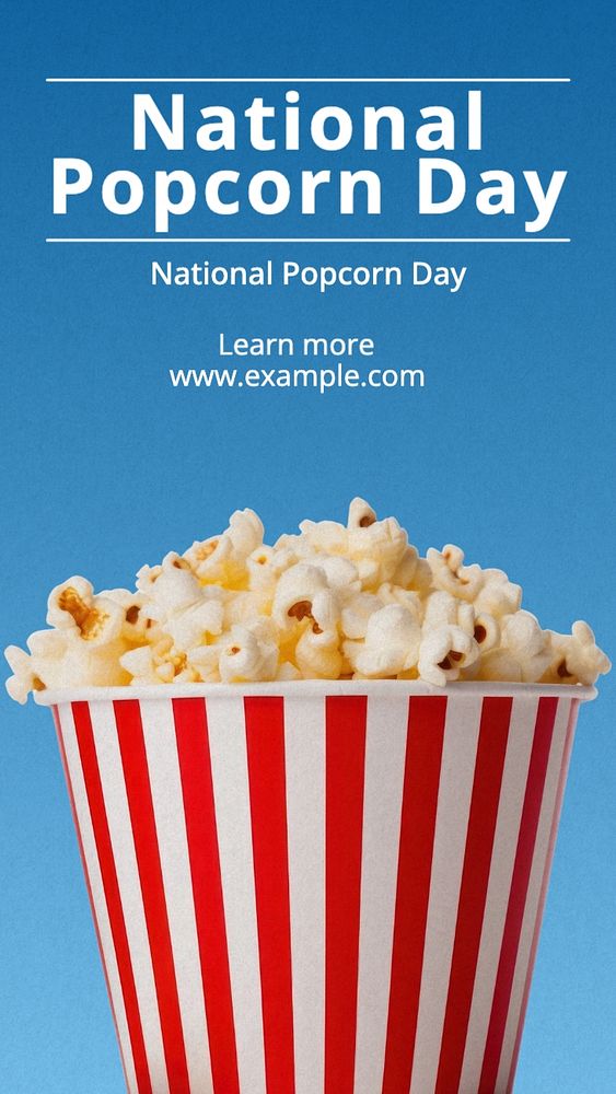 National popcorn day  Instagram story template, editable text