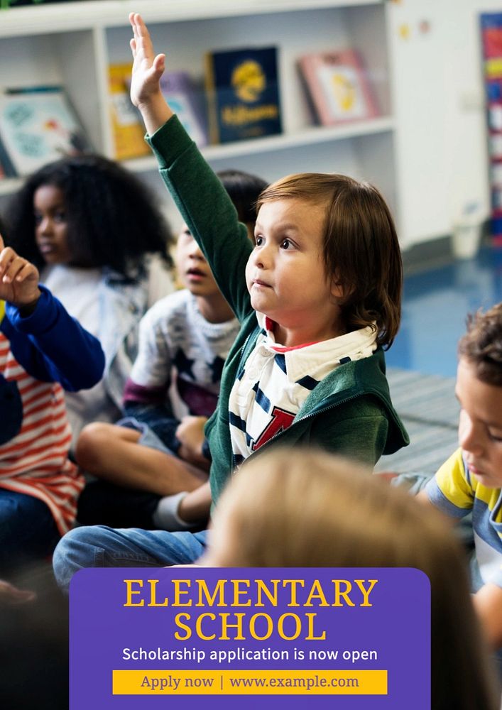 Elementary school poster template, editable text and design