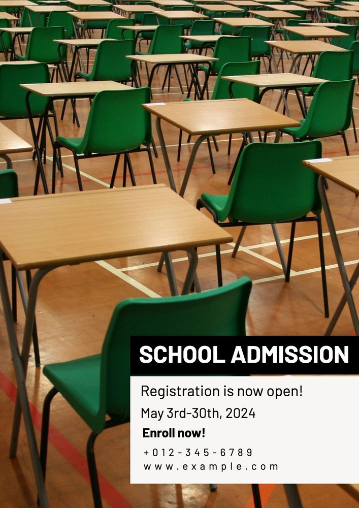 School admission poster template, editable text and design