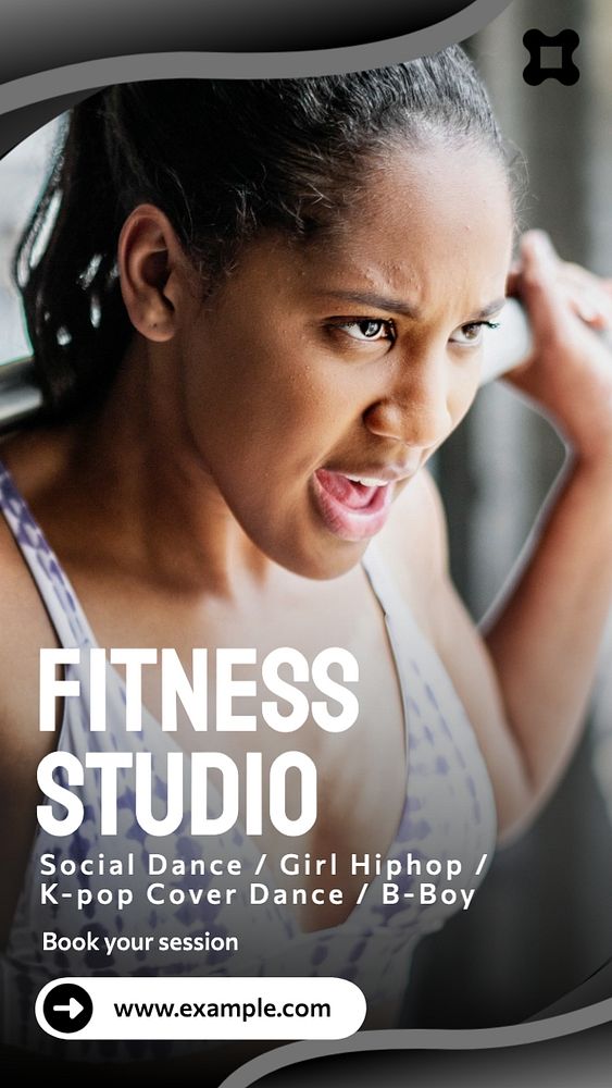 Fitness studio classes  Instagram story template, editable text