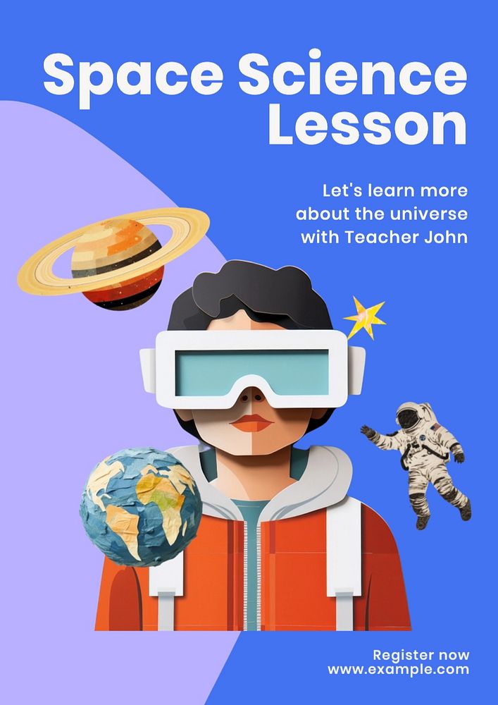 Space science lesson poster template, editable text and design