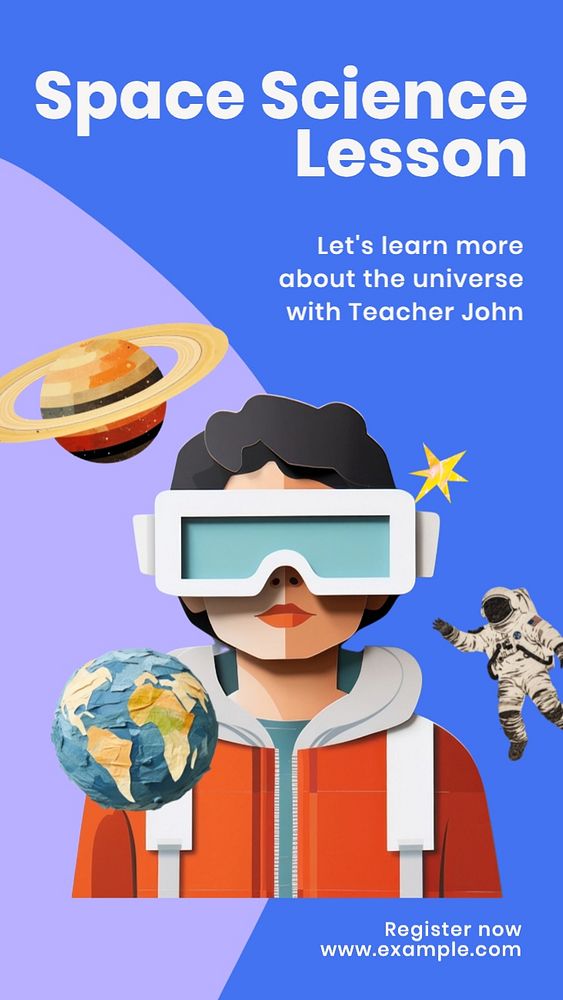 Space science lesson Instagram story template, editable text