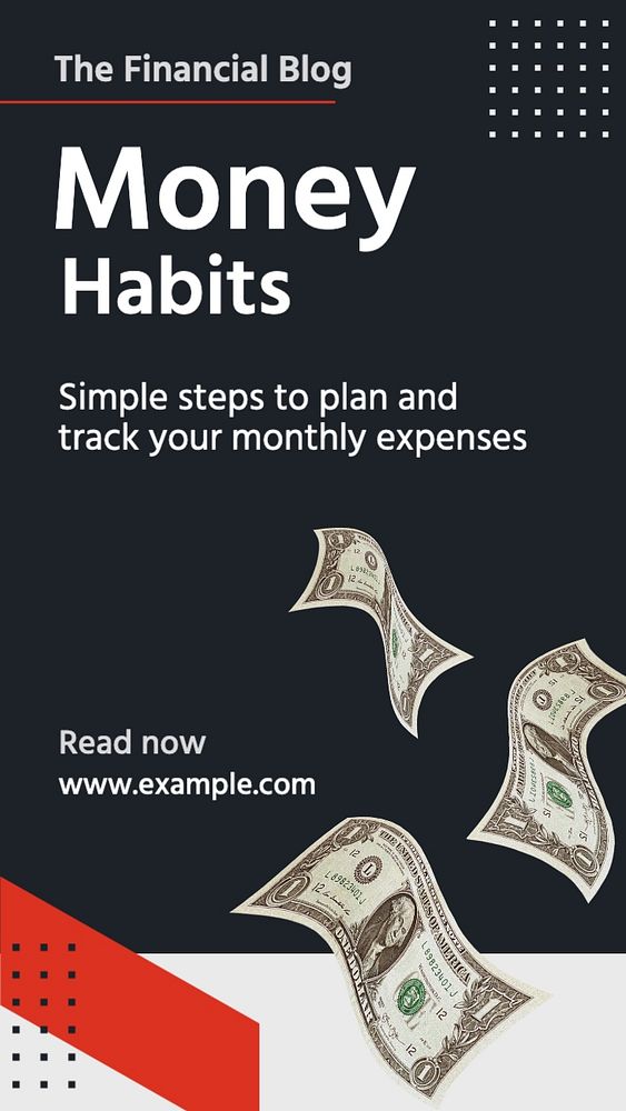 Money habits Instagram story template, editable text