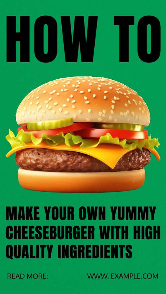 Cheeseburger recipe Instagram story template, editable text