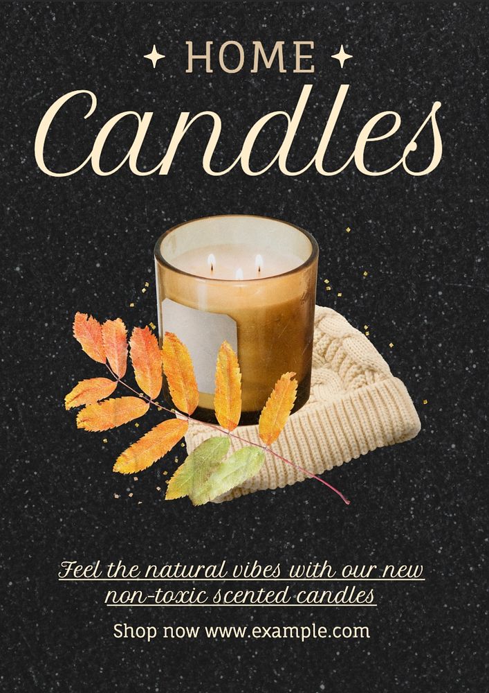 Home candles poster template, editable text and design